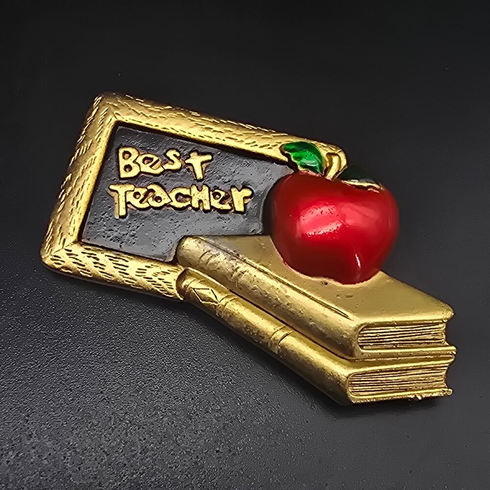 AJC Best Teacher with Apple Brooch Gold Tone Teacher's Gift Appreciation